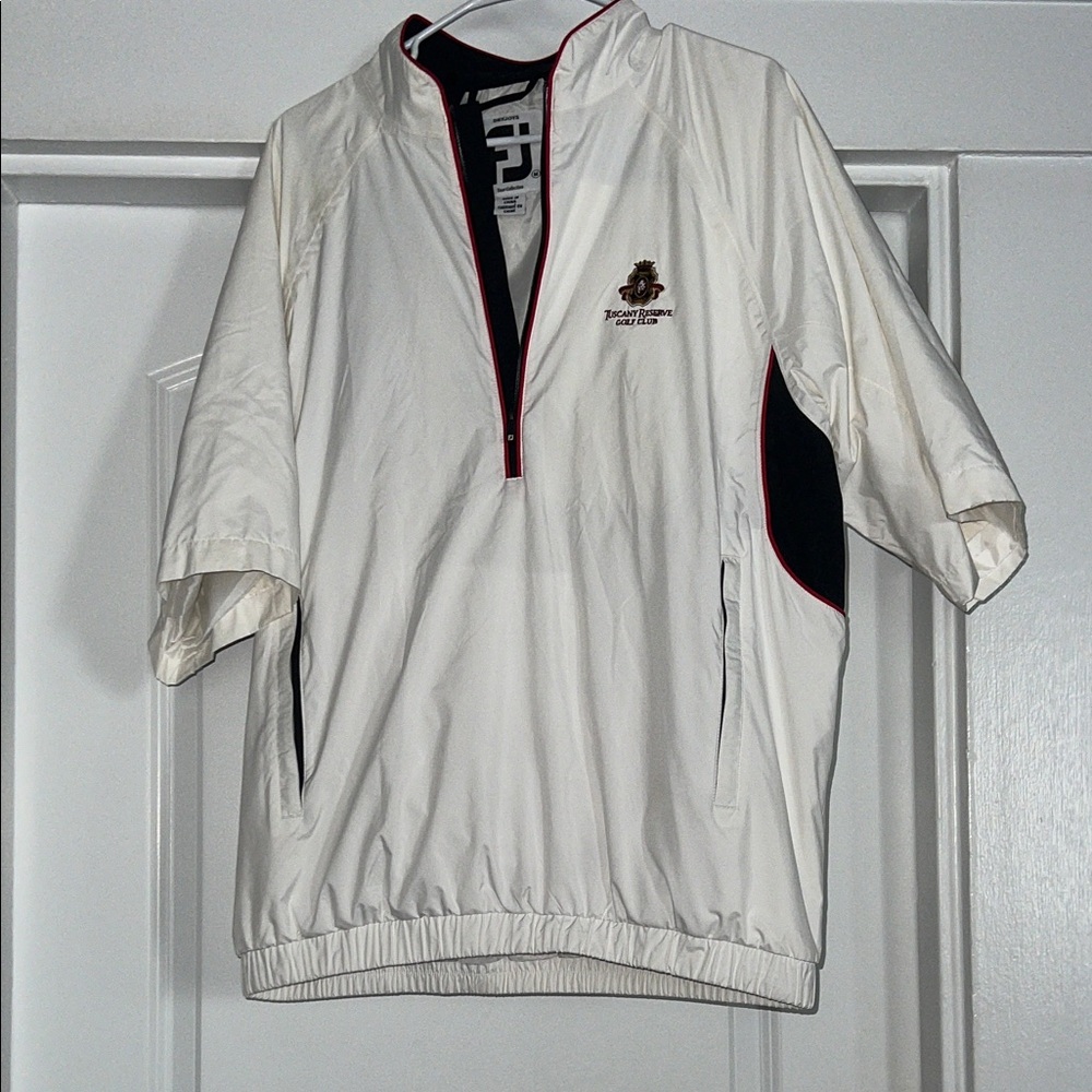 FootJoy White and Black Jacket short sleeve rain jacket with Embroidered Crest